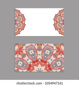 Templates for greeting and business cards, brochures, covers with floral motifs. Oriental pattern. Mandala. Invitation, save the date, RSVP.  Arabic, Islamic, turkish, asian, indian, african motifs.