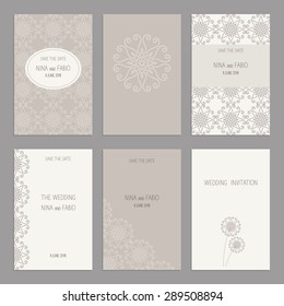 Templates for greeting and business cards, brochures, covers with floral motifs. Oriental pattern. Mandala. Wedding invitation, thank you, save the date, RSVP.  Arabic, Islamic, asian, indian motifs. 