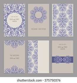 Templates for greeting and business cards, brochures, covers with floral motifs. Oriental pattern. Mandala. Wedding invitation, thank you, save the date, RSVP.  Arabic, Islamic, asian, indian motifs. 