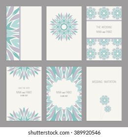 Templates for greeting and business cards, brochures, covers with floral motifs. Oriental pattern. Mandala. Wedding invitation, thank you, save the date, RSVP.  Arabic, Islamic, asian, indian motifs. 
