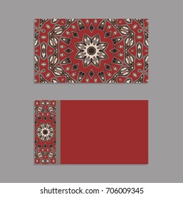 Templates for greeting and business cards, brochures, covers with floral motifs. Oriental pattern. Mandala. Invitation, save the date, RSVP.  Arabic, Islamic, turkish, asian, indian, african motifs.