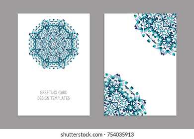 Templates for greeting and business cards, brochures, Christmas ornament. Oriental pattern. Mandala. Wedding invitation, save the date, RSVP. Arabic, Islamic, asian, indian, african motifs.