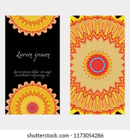 Templates for greeting and business cards. Vector illustration. Oriental pattern with. Mandala. Wedding invitation.
