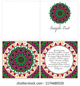 Templates for greeting and business cards. Vector illustration. Oriental pattern with. Mandala. Wedding invitation.