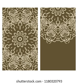 Templates for greeting and business cards. Vector illustration. Oriental pattern with. Mandala. Wedding invitation.