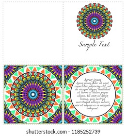 Templates for greeting and business cards. Vector illustration. Oriental pattern with. Mandala. Wedding invitation.