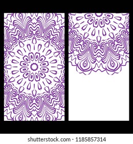 Templates for greeting and business cards. Vector illustration. Oriental pattern with. Mandala. Wedding invitation