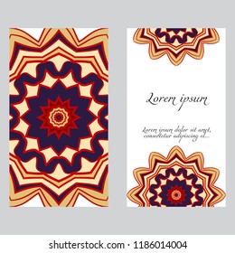 Templates for greeting and business cards. Vector illustration. Oriental pattern with. Mandala. Wedding invitation.