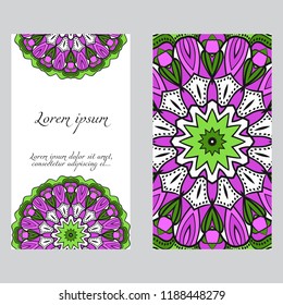 Templates for greeting and business cards. Vector illustration. Oriental pattern with. Mandala. Wedding invitation.