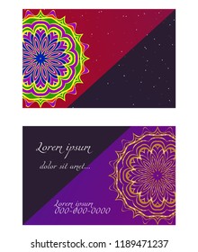 Templates for Greeting and Business cards. Vector Illustration. Oriental Pattern with. Mandala