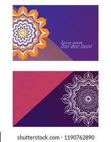 Templates for Greeting and Business cards. Vector Illustration. Oriental Pattern with. Mandala