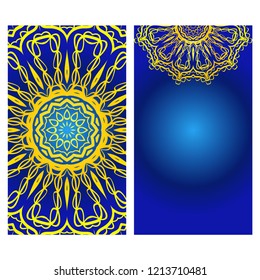 Templates for greeting and business cards. Vector illustration. Oriental pattern with. Mandala. Wedding invitation