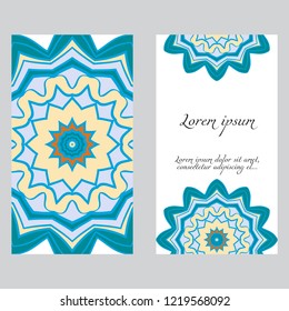 Templates for greeting and business cards. Vector illustration. Oriental pattern with. Mandala. Wedding invitation.