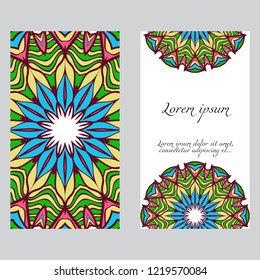 Templates for greeting and business cards. Vector illustration. Oriental pattern with. Mandala. Wedding invitation.