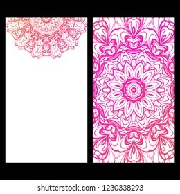 Templates for Greeting and Business cards. Vector Illustration. Oriental Pattern with. Mandala. Wedding invitation.