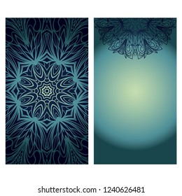 Templates for Greeting and Business cards. Vector Illustration. Oriental Pattern with. Mandala. Wedding invitation.