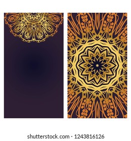 Templates for greeting and business cards. Vector illustration. Oriental pattern with. Mandala. Wedding invitation