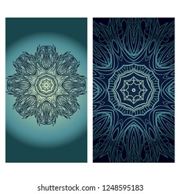 Templates for Greeting and Business cards. Vector Illustration. Oriental Pattern with. Mandala. Wedding invitation.