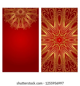 Templates for Greeting and Business cards. Vector Illustration. Oriental Pattern with. Mandala. Wedding invitation.