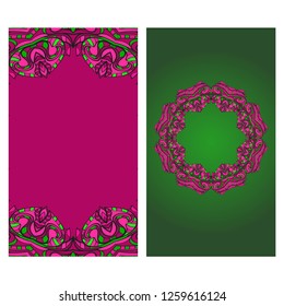 Templates For Greeting And Business Cards. Vector Illustration. Oriental Pattern With. Mandala. Wedding Invitation.