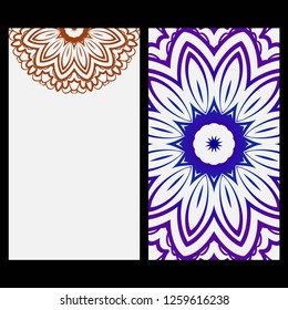 Templates For Greeting And Business Cards. Vector Illustration. Oriental Pattern With. Mandala. Wedding Invitation. Gradient color.