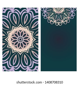 Templates For Greeting And Business Cards. Vector Illustration. Oriental Pattern With. Mandala. 