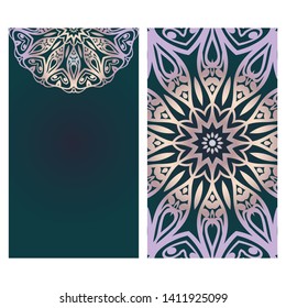 Templates For Greeting And Business Cards. Vector Illustration. Oriental Pattern With. Mandala. 