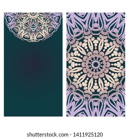 Templates For Greeting And Business Cards. Vector Illustration. Oriental Pattern With. Mandala. 