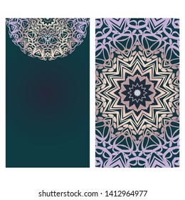 Templates For Greeting And Business Cards. Vector Illustration. Oriental Pattern With. Mandala. 