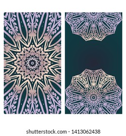 Templates For Greeting And Business Cards. Vector Illustration. Oriental Pattern With. Mandala. 