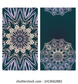 Templates For Greeting And Business Cards. Vector Illustration. Oriental Pattern With. Mandala. 