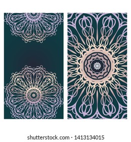 Templates For Greeting And Business Cards. Vector Illustration. Oriental Pattern With. Mandala. 