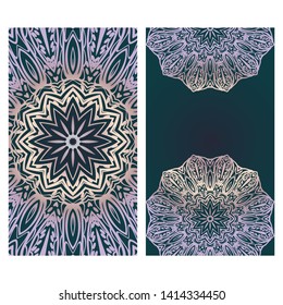Templates For Greeting And Business Cards. Vector Illustration. Oriental Pattern With. Mandala. 