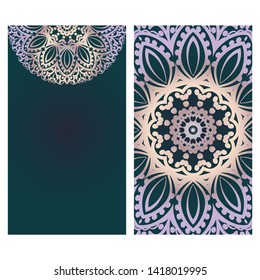 Templates For Greeting And Business Cards. Vector Illustration. Oriental Pattern With. Mandala. 