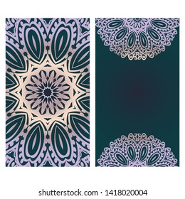 Templates For Greeting And Business Cards. Vector Illustration. Oriental Pattern With. Mandala. 