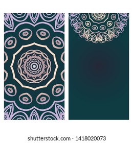 Templates For Greeting And Business Cards. Vector Illustration. Oriental Pattern With. Mandala. 