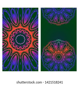 Templates For Greeting And Business Cards. Vector Illustration. Oriental Pattern With. Mandala. 