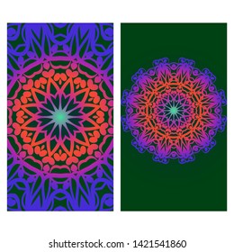 Templates For Greeting And Business Cards. Vector Illustration. Oriental Pattern With. Mandala. 