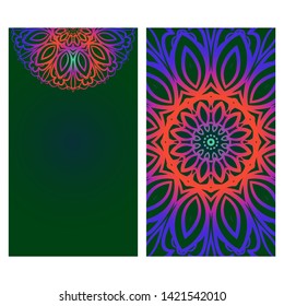 Templates For Greeting And Business Cards. Vector Illustration. Oriental Pattern With. Mandala. 