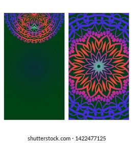 Templates For Greeting And Business Cards. Vector Illustration. Oriental Pattern With. Mandala. 