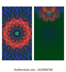 Templates For Greeting And Business Cards. Vector Illustration. Oriental Pattern With. Mandala. 