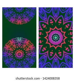 Templates For Greeting And Business Cards. Vector Illustration. Oriental Pattern With. Mandala. 