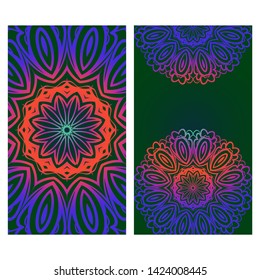 Templates For Greeting And Business Cards. Vector Illustration. Oriental Pattern With. Mandala. 