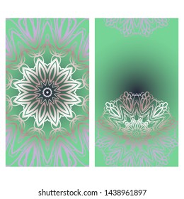 Templates For Greeting And Business Cards. Vector Illustration. Oriental Pattern With. Mandala. 