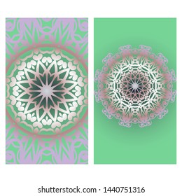 Templates For Greeting And Business Cards. Vector Illustration. Oriental Pattern With. Mandala. 