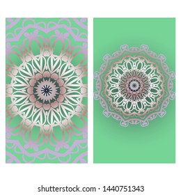 Templates For Greeting And Business Cards. Vector Illustration. Oriental Pattern With. Mandala. 
