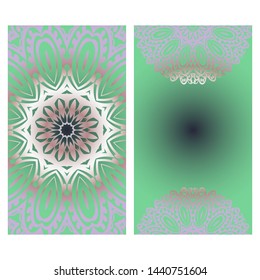 Templates For Greeting And Business Cards. Vector Illustration. Oriental Pattern With. Mandala. 