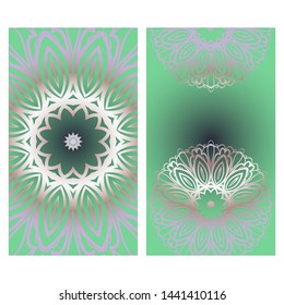 Templates For Greeting And Business Cards. Vector Illustration. Oriental Pattern With. Mandala. 