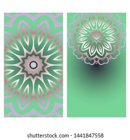 Templates For Greeting And Business Cards. Vector Illustration. Oriental Pattern With. Mandala. 