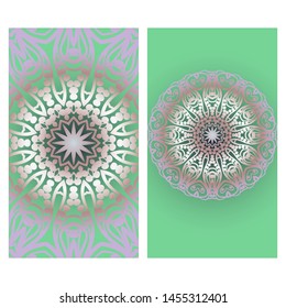 Templates For Greeting And Business Cards. Vector Illustration. Oriental Pattern With. Mandala. 